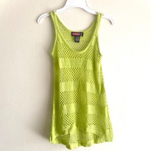 Say What? Fishnet Green Tank Top